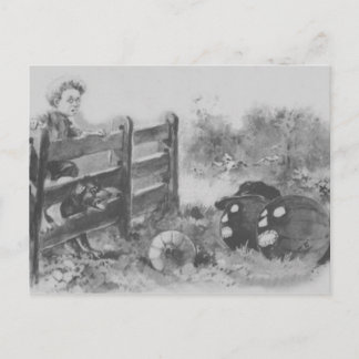 Carte Postale Citrouille monochrome Jack O Lantern Patch Garçon