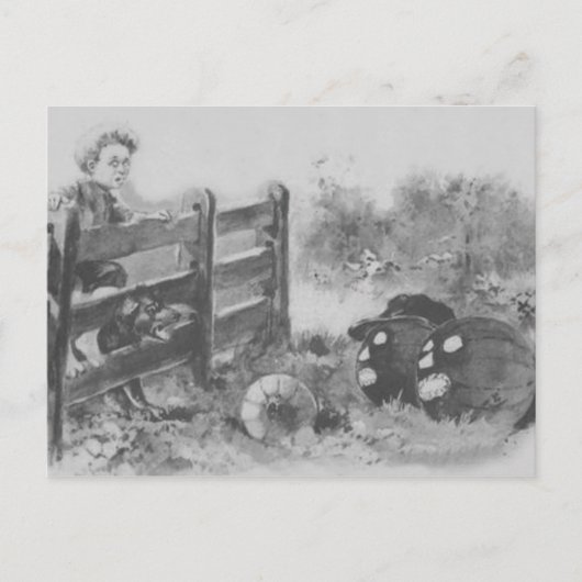 Carte Postale Citrouille monochrome Jack O Lantern Patch Garçon  (Devant)
