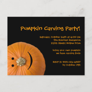 Carte Postale Citrouille noir orange Halloween invitation