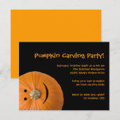 Carte Postale Citrouille noir orange Halloween invitation (Devant / Derrière)