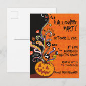 Carte Postale Citrouille noir orange Invitation de la fête d'Hal (Devant / Derrière)