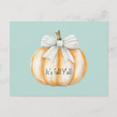 Carte Postale Citrouille orange crème à ruban bleu  (Devant)