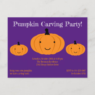 Carte Postale Citrouille orange violet Halloween Fête Invitation