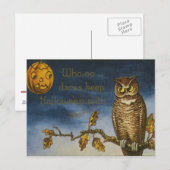Carte Postale Citrouille Owl Jack-o'-lantern (Devant / Derrière)