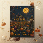 Carte Postale Citrouille Patch Épouvantail d'Halloween