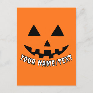 Carte Postale Citrouille personnalisé Halloween Votre nom ou TEX