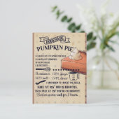 Carte postale citrouille Pie Thanksgiving Recette (Debout devant)