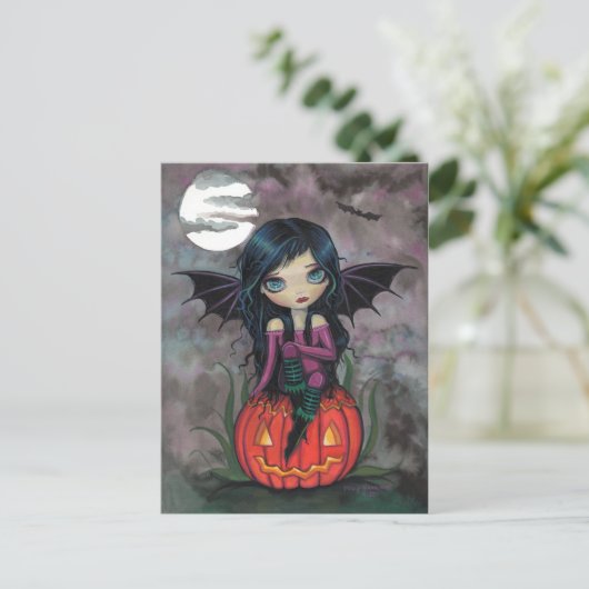 Carte postale citrouille PIxie Halloween (Debout devant)