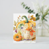 Carte Postale Citrouille récolté d'automne fraîchement récolté (Debout devant)