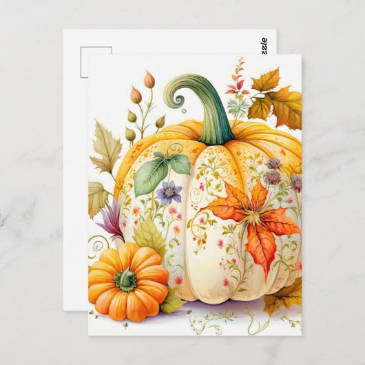 Carte Postale Citrouille récolté d'automne fraîchement récolté (Devant / Derrière)