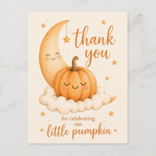 Carte Postale Citrouille Remerciement Orange Fantaisiste