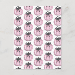Carte Postale Citrouille rose avec arc noir