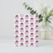 Carte Postale Citrouille rose avec arc noir (Debout devant)