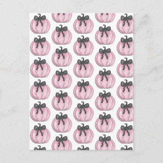 Carte Postale Citrouille rose avec arc noir (Devant)