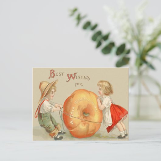 Carte Postale Citrouille roulant pour enfants mignons (Debout devant)