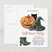 Carte Postale Citrouille sorcière Casquette Halloween Invitation (Devant / Derrière)