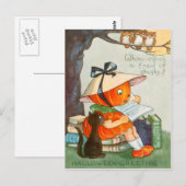 Carte Postale Citrouille tête de chat noir Jack O Lantern citrou (Devant / Derrière)