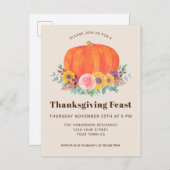 Carte postale citrouille Thanksgiving Dinner Invit (Devant / Derrière)