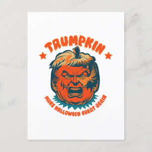Carte Postale citrouille trump rendre halloween grand encore drô