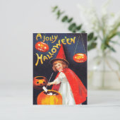 Carte postale citrouille vintage Halloween sorcièr (Debout devant)