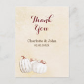 Carte Postale citrouilles blanches remerciement mariage automne (Devant)