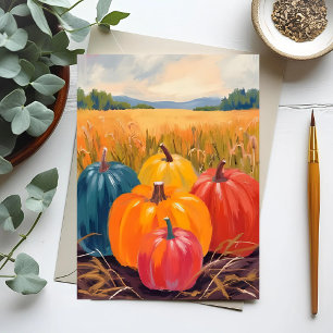 Carte Postale Citrouilles d'automne   Art aquarelle de paysage a