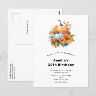 Carte Postale Citrouilles d'automne avec Fleurs et Foliage Anniv