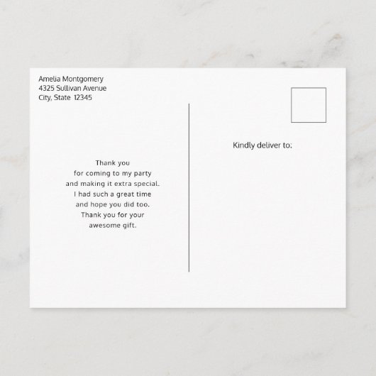 Carte Postale Citrouilles d'automne avec Fleurs et Merci de Foli (Dos)