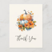 Carte Postale Citrouilles d'automne avec Fleurs et Merci de Foli (Devant)