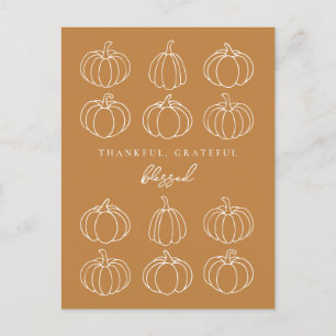 Carte Postale Citrouilles d'automne minimalistes reconnaissants
