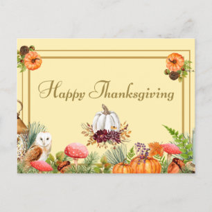 Carte Postale Citrouilles de bons thanksgivings, Champignons de 