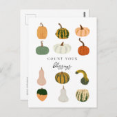 Carte Postale Citrouilles de Comptez Vos Bénédictions Automne (Devant / Derrière)
