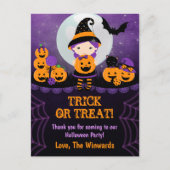 Carte Postale Citrouilles de fille sorcière Halloween Party Merc (Devant)