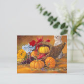 Carte Postale Citrouilles de jour d'Action de grâce avec chat (Debout devant)