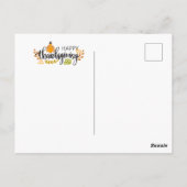 Carte Postale Citrouilles de jour d'Action de grâce avec chat (Dos)