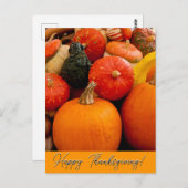 Carte Postale Citrouilles et courges de Bonne Action de Grâce (Devant / Derrière)