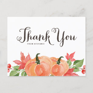 Carte Postale Citrouilles et feuilles d'érable à l'aquarelle Mer