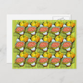 Carte Postale Citrouilles, soupe et Arrière - plan rayé (Devant / Derrière)