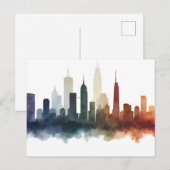 Carte Postale City drawing watercolor art (Devant / Derrière)