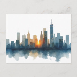Carte Postale City drawing watercolor art