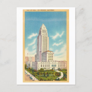 Carte Postale City Hall à Los Angeles, Californie, Vintage voyag