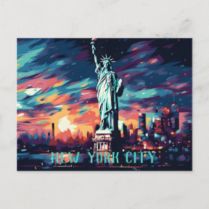 Carte Postale City Skyline Statue of Liberty New York Postcard