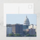 Carte Postale City View et Capitol à Madison, Wisconsin (Devant / Derrière)