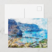 Carte Postale Cityscape Puerto de Morgan at Gran Canaria. Paint. (Devant / Derrière)