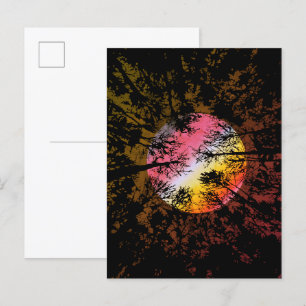 Carte Postale Clair de lune à travers une forêt dense – Surréali