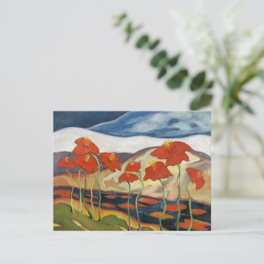 Carte Postale Clair et joyeux, paysage avec des fleurs, (Debout devant)