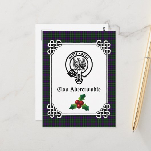 Carte Postale Clan Abercrombie Crest Badge & Tartan Holiday (Devant/Arrière en situation)