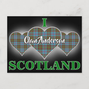 Carte Postale Clan Anderson I Love Scotland Tartan Heart