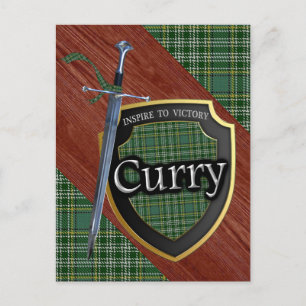 Carte Postale Clan Curry Currie Tartan Sword & Shield