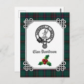Carte Postale Clan Davidson Crest Badge & Tartan Holiday (Devant / Derrière)